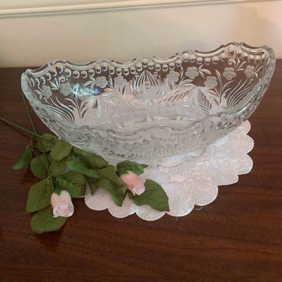 Dining Lead Crystal Oval Decorative Bowl Nwot Poshmark